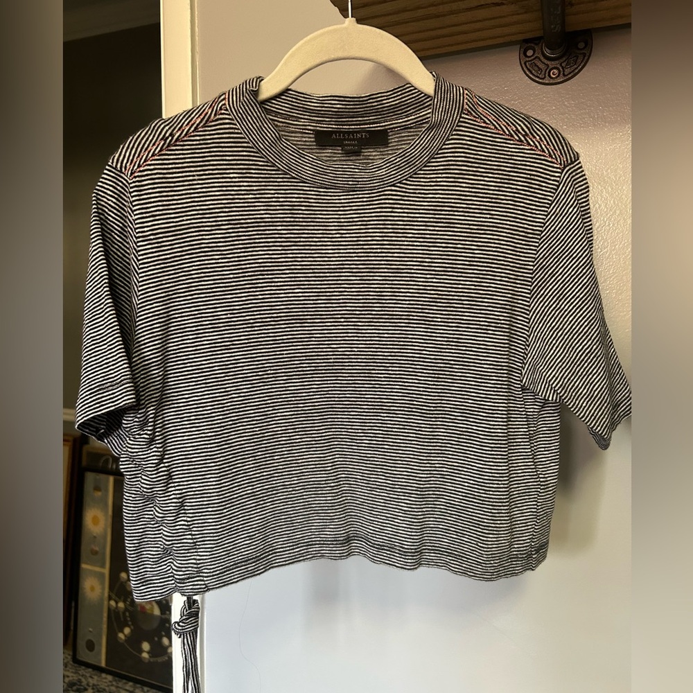 All Saints Striped Crop Tee